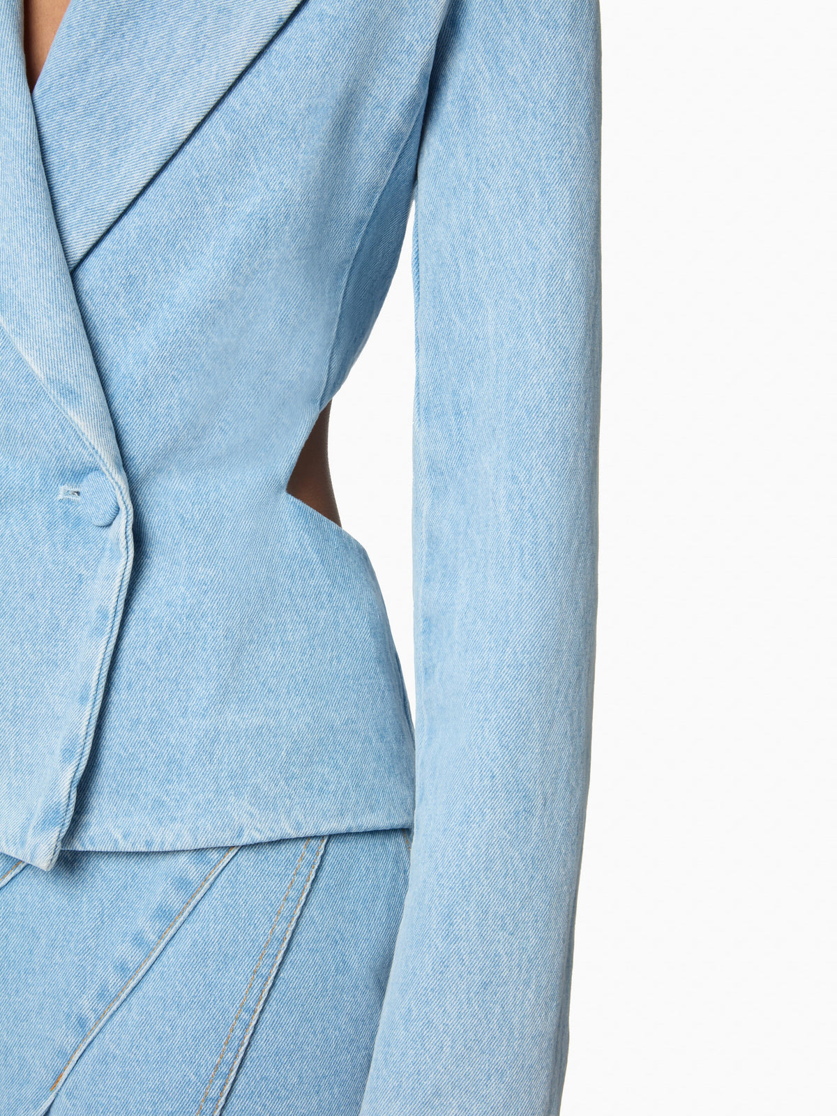 VESTE À DOS DÉCOUVERT EN DENIM BLEU
