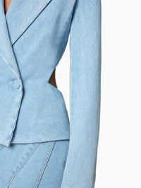 VESTE À DOS DÉCOUVERT EN DENIM BLEU - Bleu