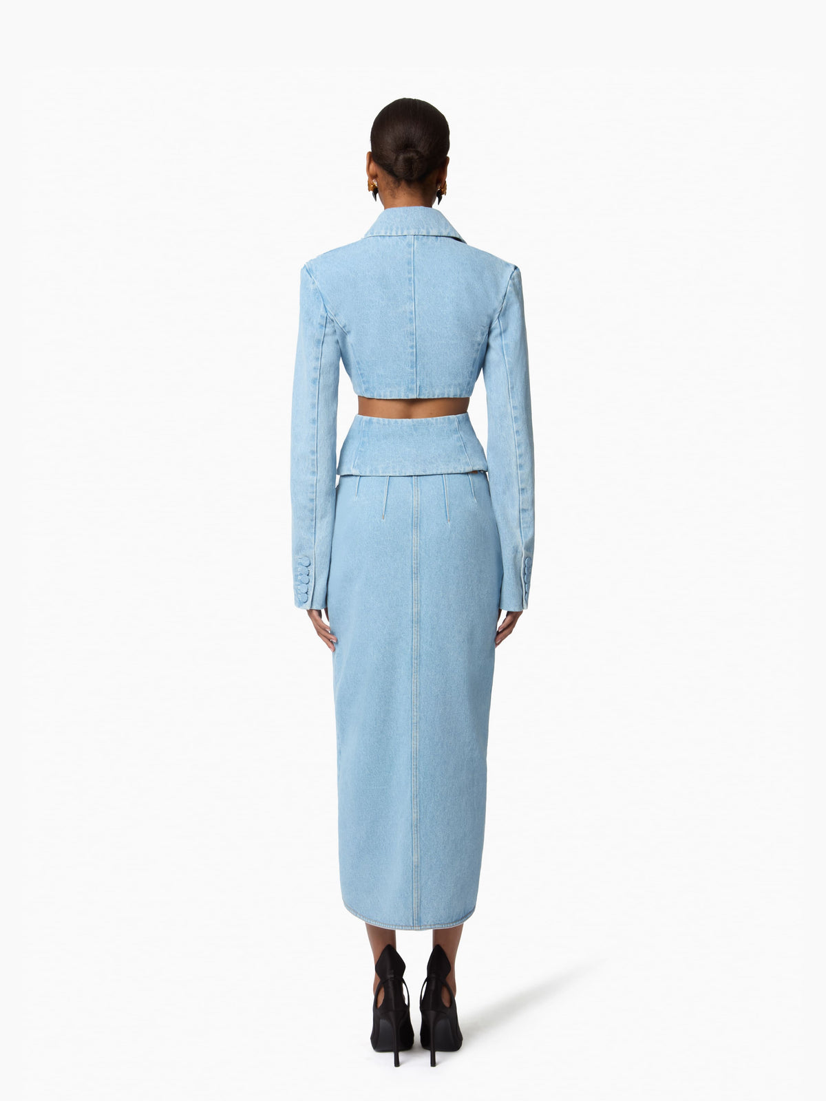 VESTE À DOS DÉCOUVERT EN DENIM BLEU