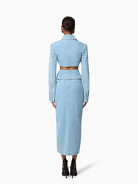 VESTE À DOS DÉCOUVERT EN DENIM BLEU - Bleu