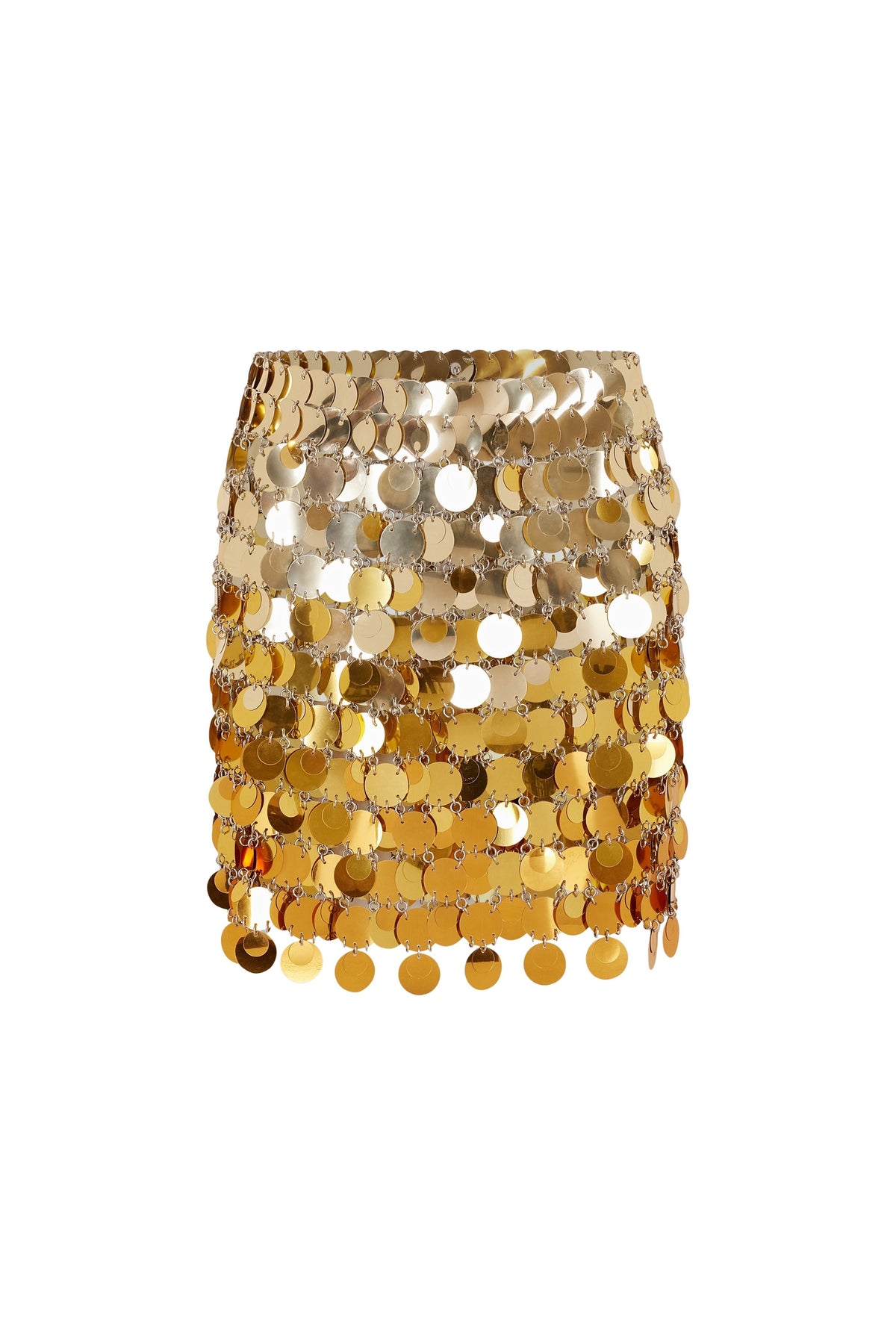 Gold mini skirt in gradient assembly