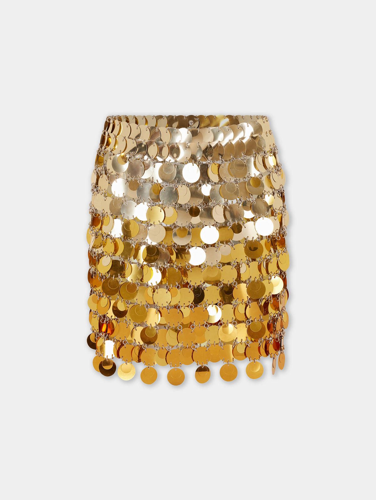 Gold mini skirt in gradient assembly