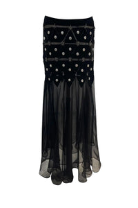 Jupe en satin et mousseline - Black