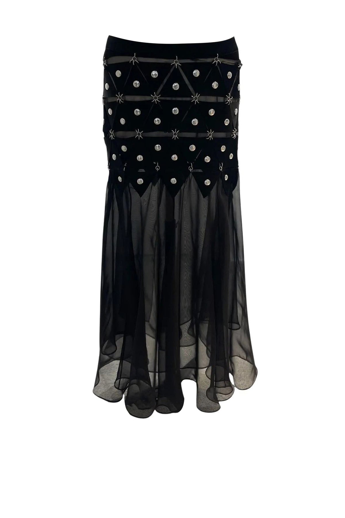 Jupe en satin et mousseline - Black