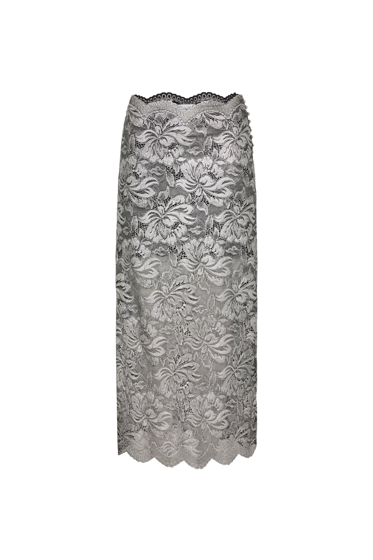 Silver midi skirt in lace