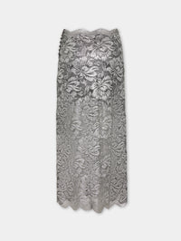 Silver midi skirt in lace