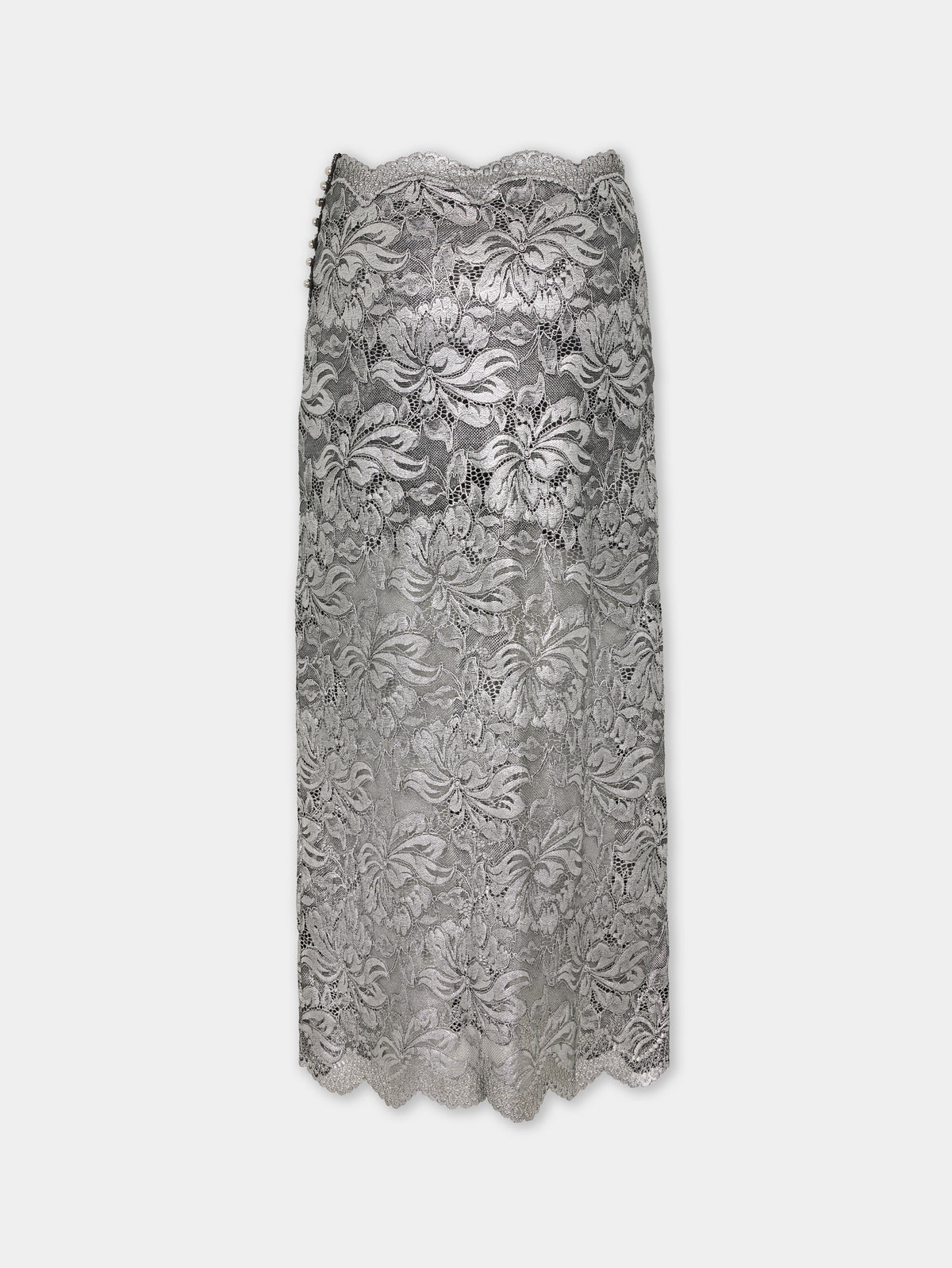 Silver midi skirt in lace