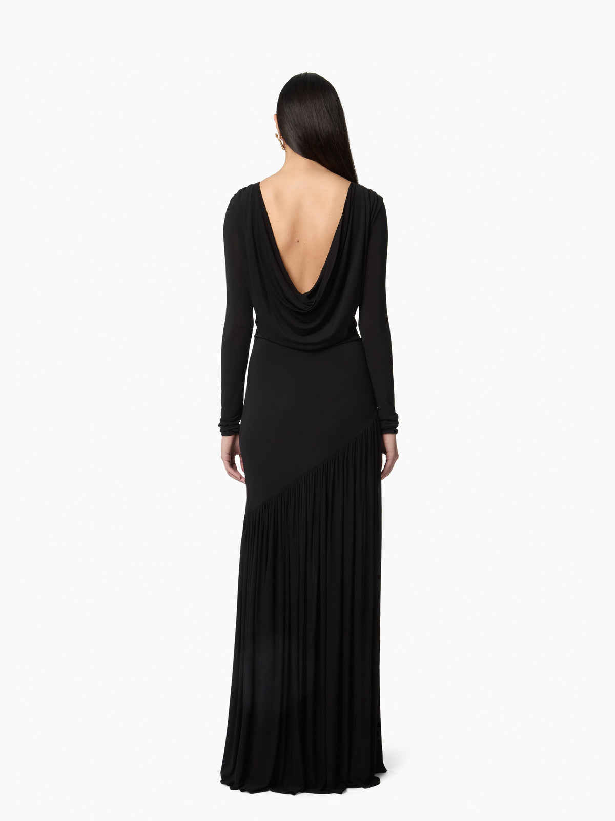 ROBE LONGUE À MANCHES LONGUES EN JERSEY EXTENSIBLE - Noir