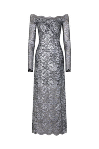 Silver long dress in lace