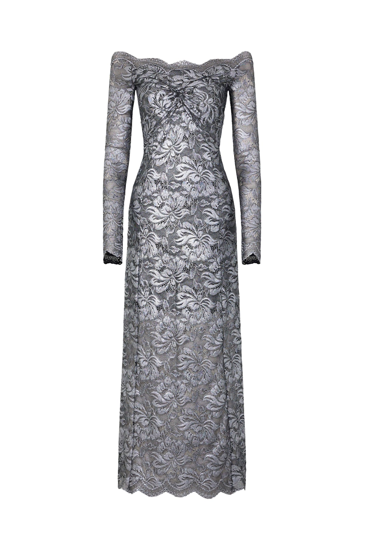 Silver long dress in lace