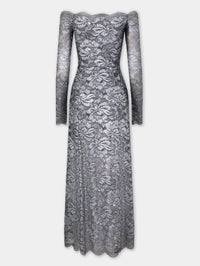 Silver long dress in lace