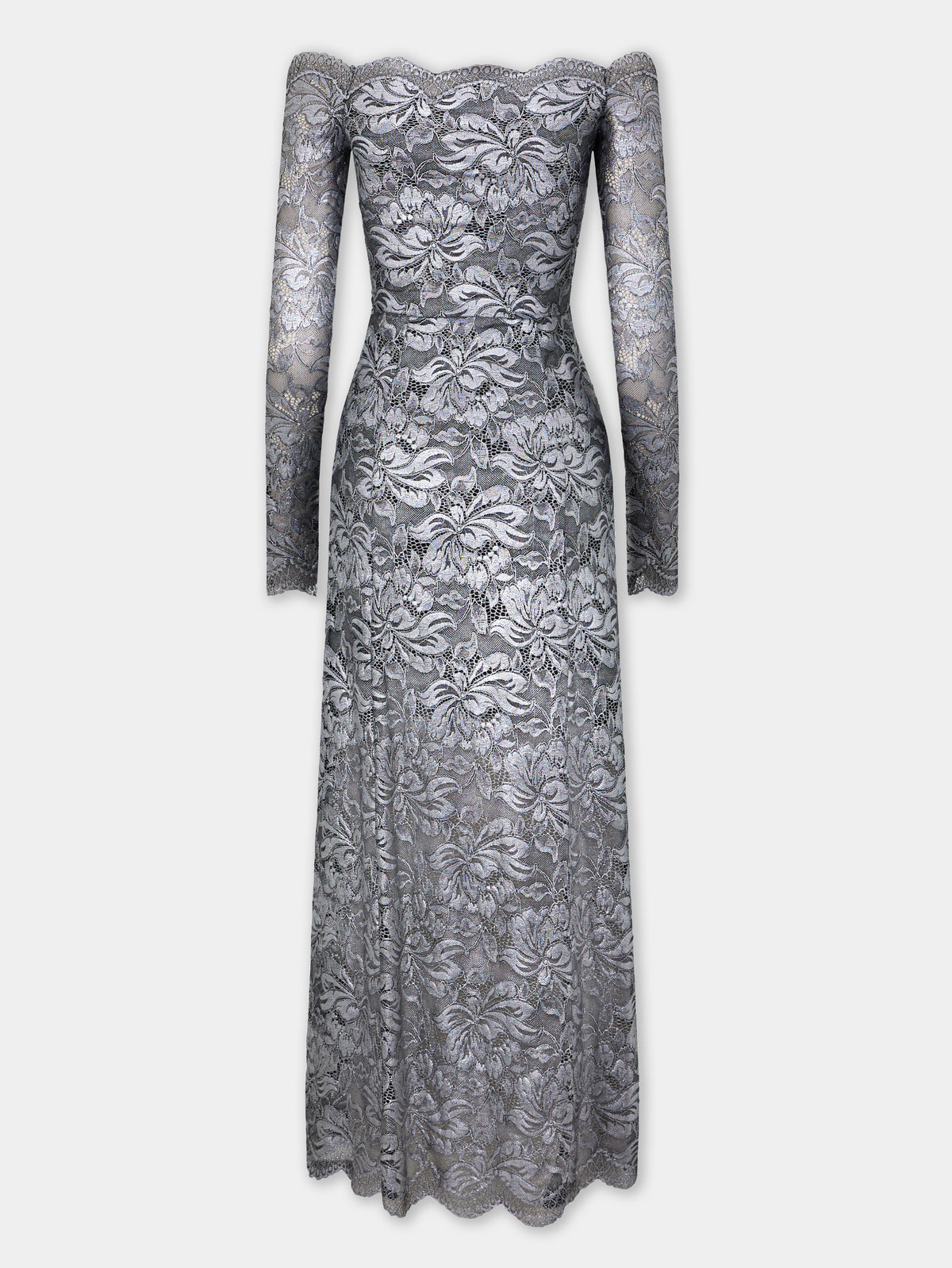 Silver long dress in lace
