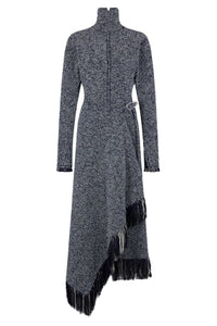 Robe à col montant et manches - Navy/ White