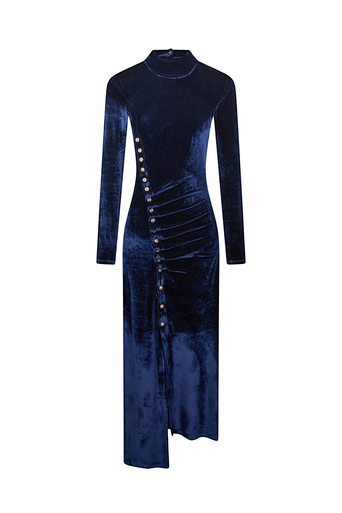 Draped midi dress in velvet