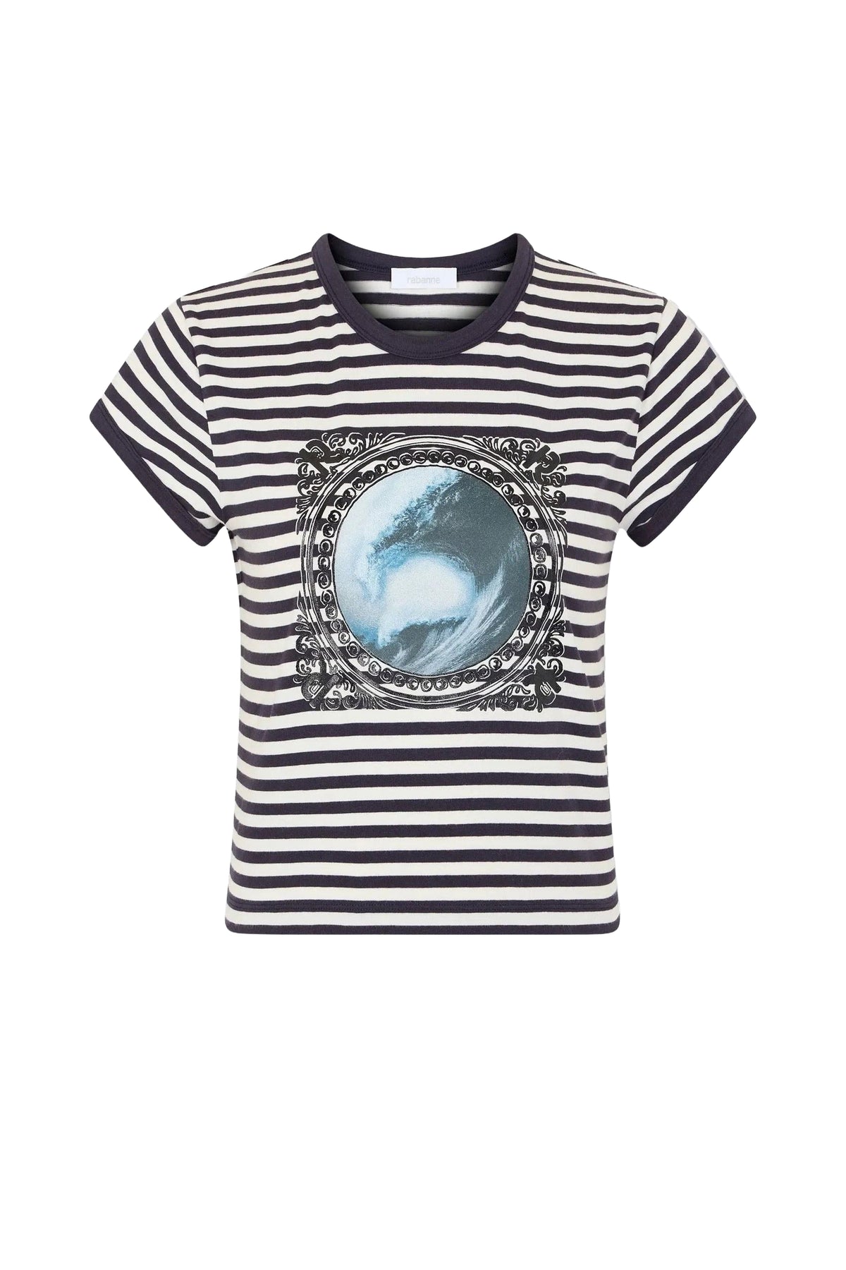 Cropped sailor-striped T-shirt - Navy & Off-White Stripes