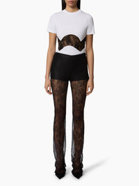 T-SHIRT EN JERSEY AVEC INSERTS EN DENTELLE