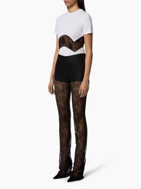 T-SHIRT EN JERSEY AVEC INSERTS EN DENTELLE