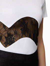 T-SHIRT EN JERSEY AVEC INSERTS EN DENTELLE