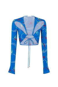 Crop top à manche longue - Hawai Graphic Blue & Bur