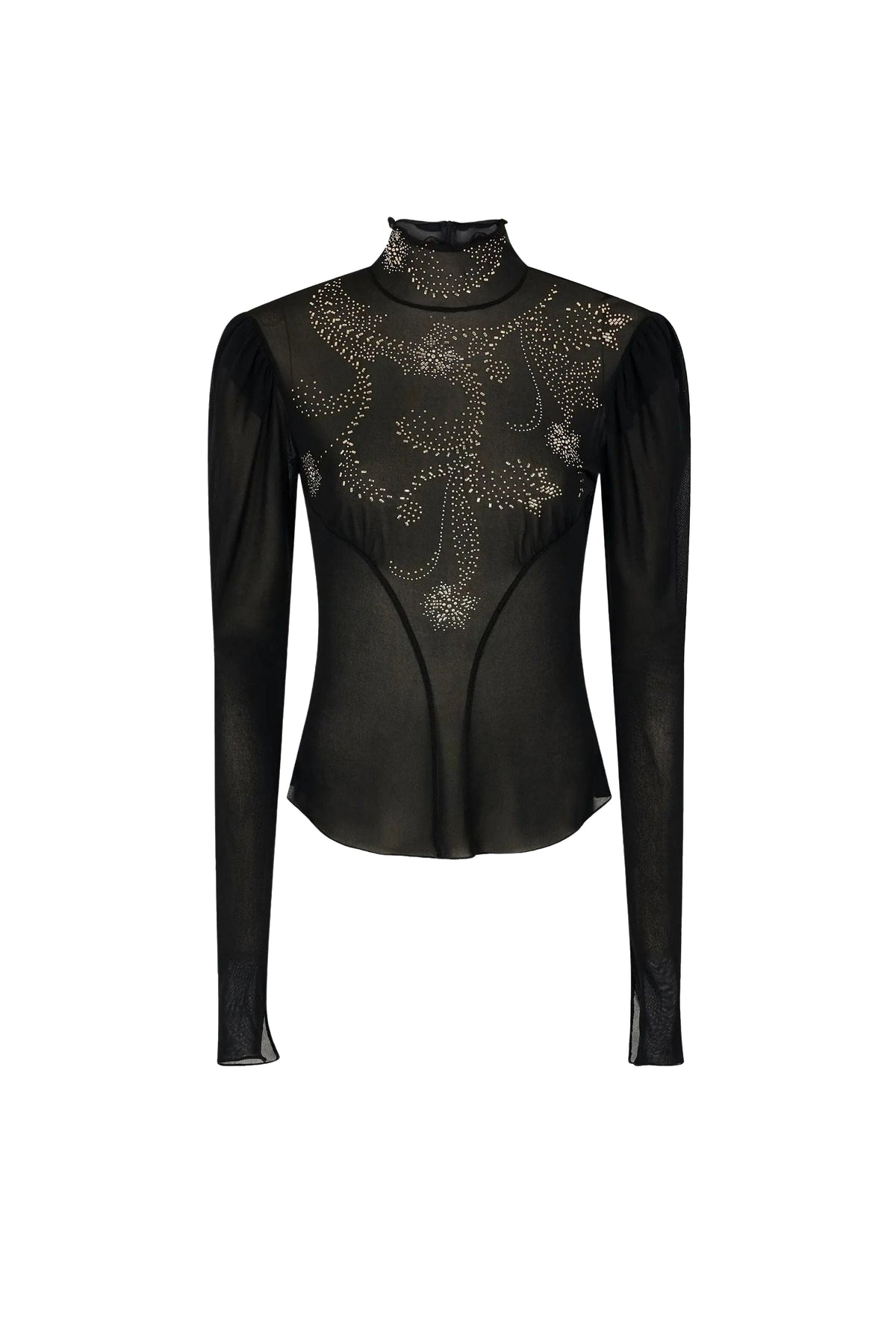 Blouse brodée à manches longues - Black