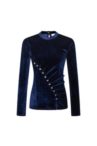 Draped top in velvet