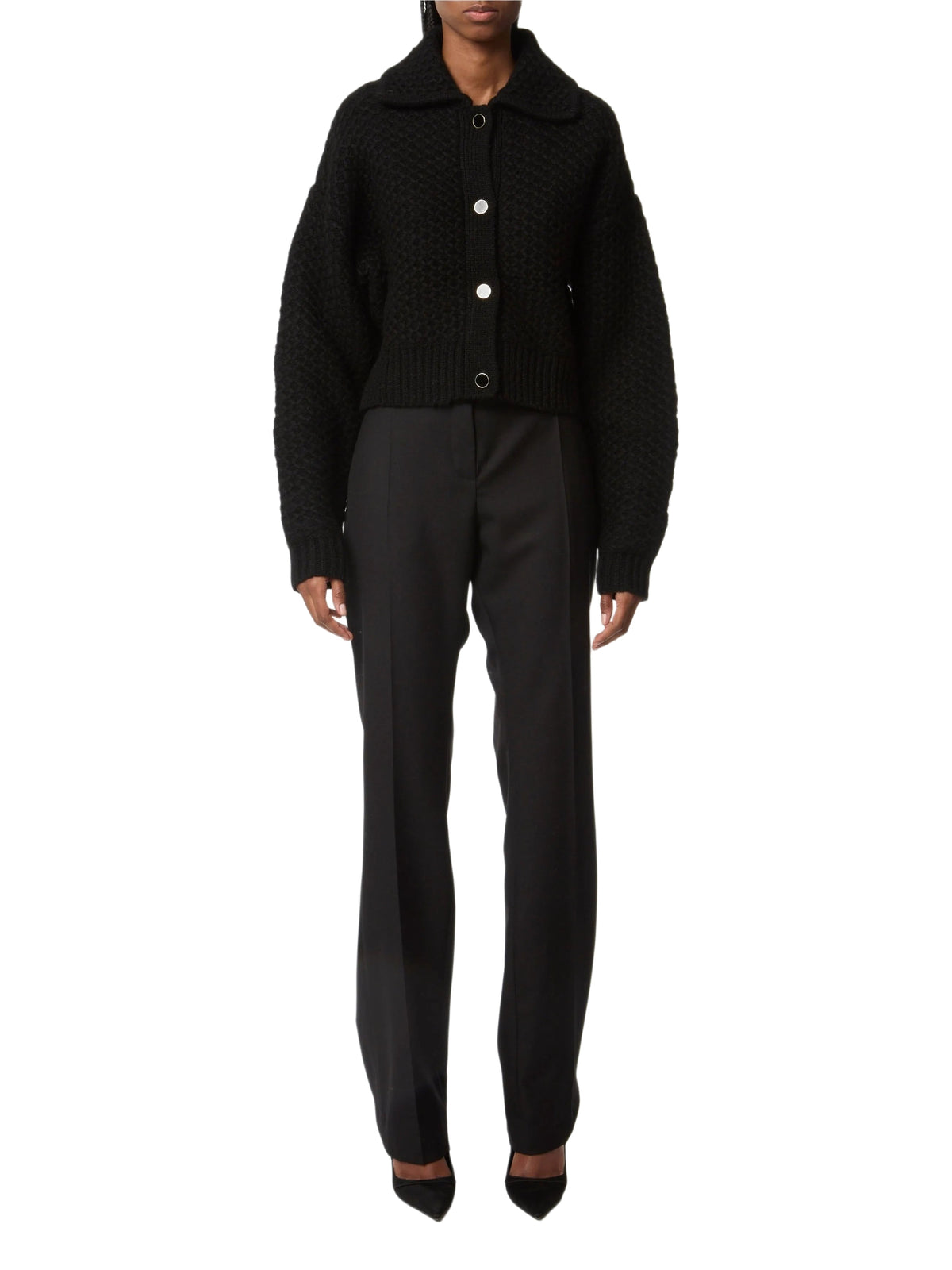 Knitted wool cardigan - Black