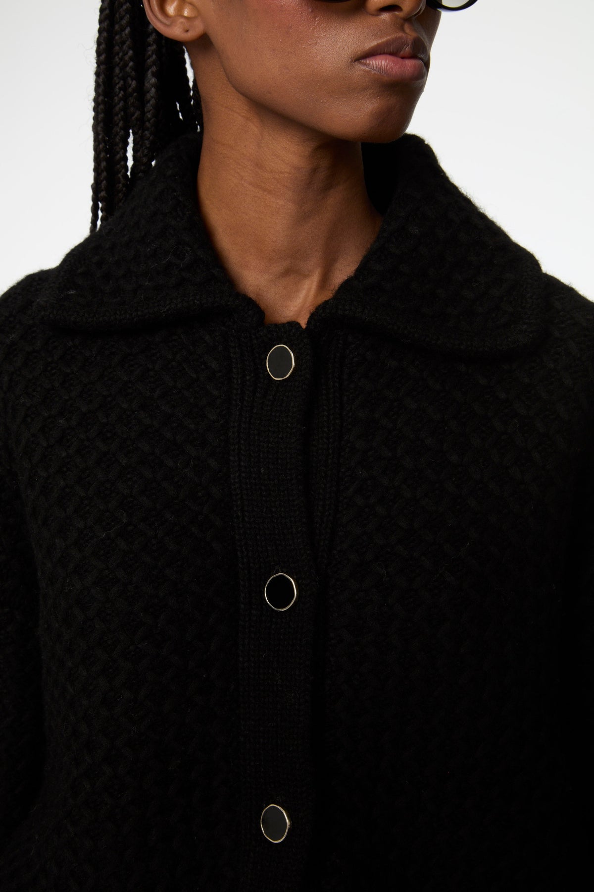 CARDIGAN CARRÉ EN TRICOT DE LAINE À CÂBLES