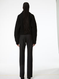 CARDIGAN CARRÉ EN TRICOT DE LAINE À CÂBLES - Noir