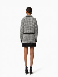 CARDIGAN DOUBLE BOUTONNAGE TRICOTÉ JACQUARD EFFET TWEED - Noir Et Blanc
