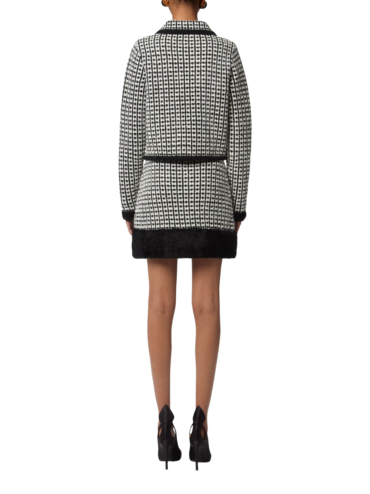 Veste double boutonnage jacquard effet tweed en laine - Blanc & Noir