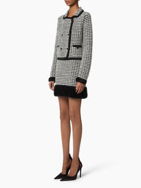 MINI-JUPE JACQUARD TRICOTÉE EFFET TWEED - Noir Et Blanc