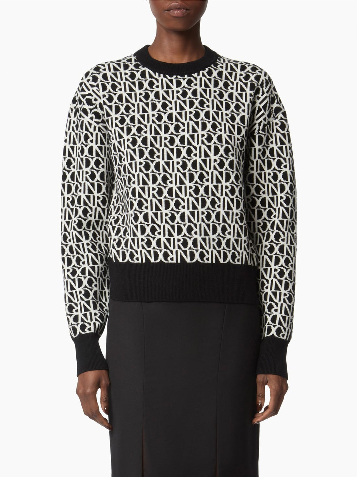 PULL EN MAILLE INTARSIA AVEC LOGO NR IMPRIMÉ SUR TOUTE LA SURFACE