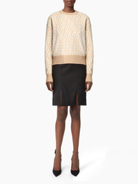 PULL EN MAILLE INTARSIA AVEC LOGO NR IMPRIMÉ SUR TOUTE LA SURFACE - Beige