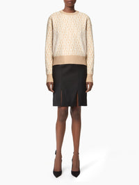 PULL EN MAILLE INTARSIA AVEC LOGO NR IMPRIMÉ SUR TOUTE LA SURFACE - Beige
