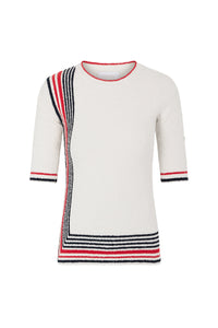 Short-sleeved striped jumper - Red & Ecru Stripes
