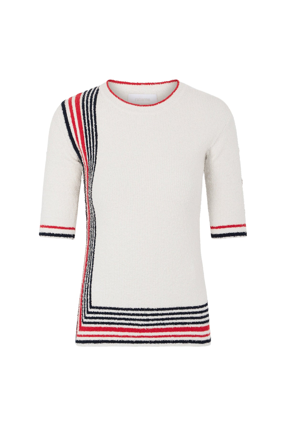 Short-sleeved striped jumper - Red & Ecru Stripes