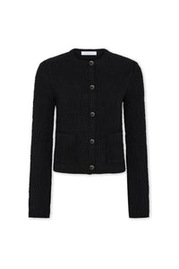 Veste à boutons bijoux en laine - Black