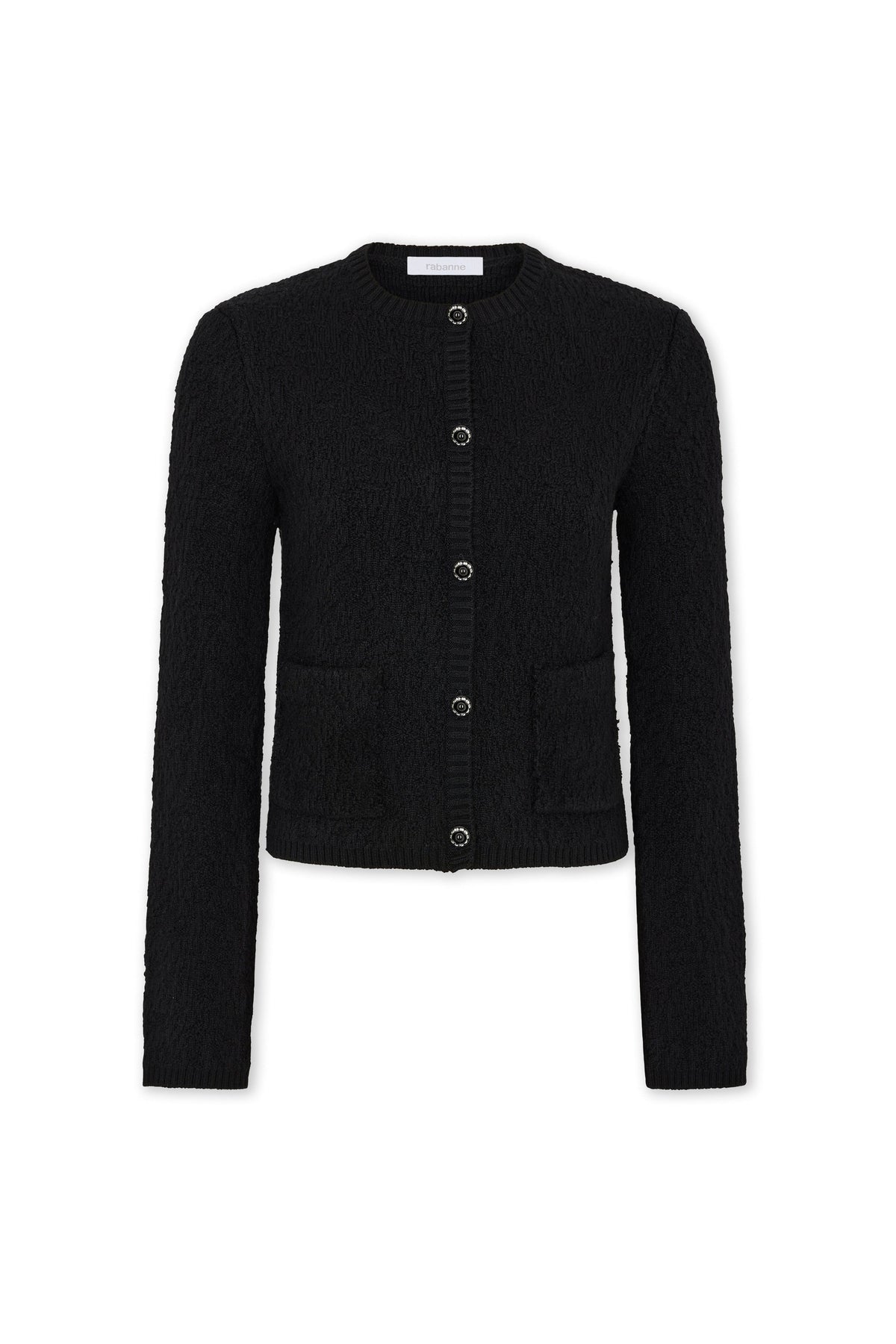 Veste à boutons bijoux en laine - Black