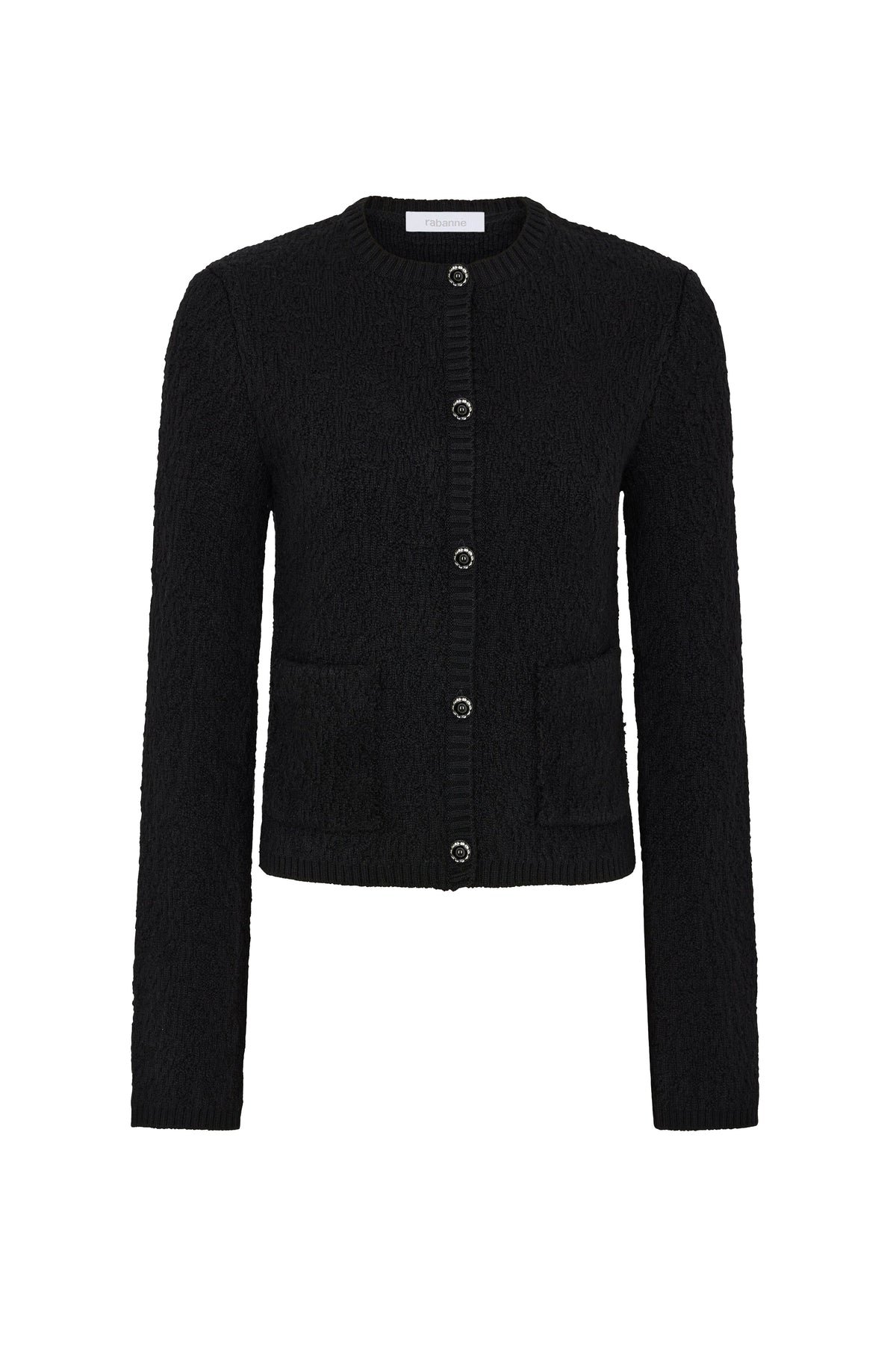 Veste à boutons bijoux en laine - Black