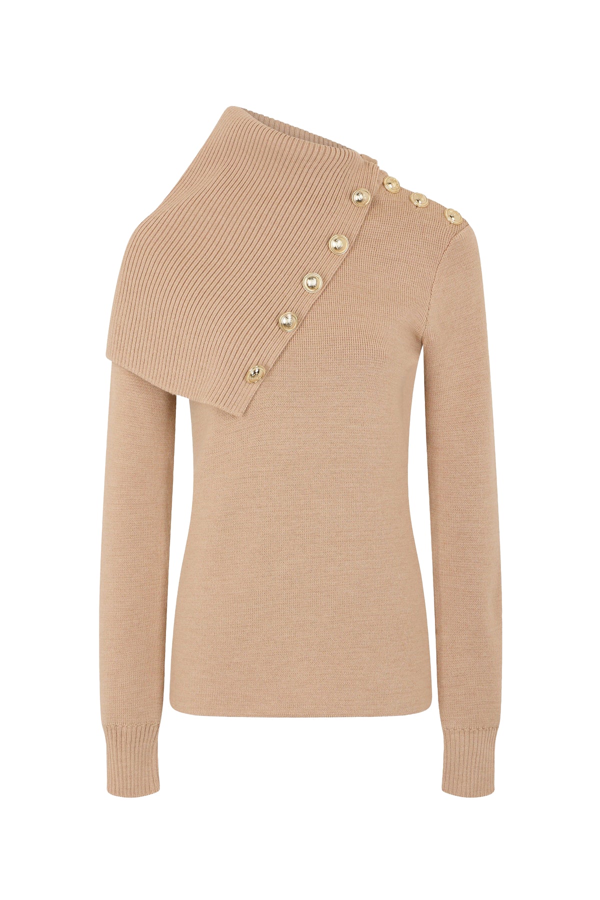 Pull boutonné en laine - Beige