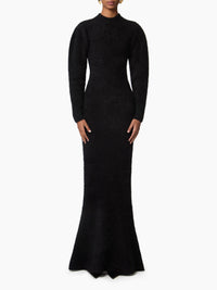 ROBE LONGUE EN MAILLE BROSSÉE D'ALPAGA ET DE LAINE