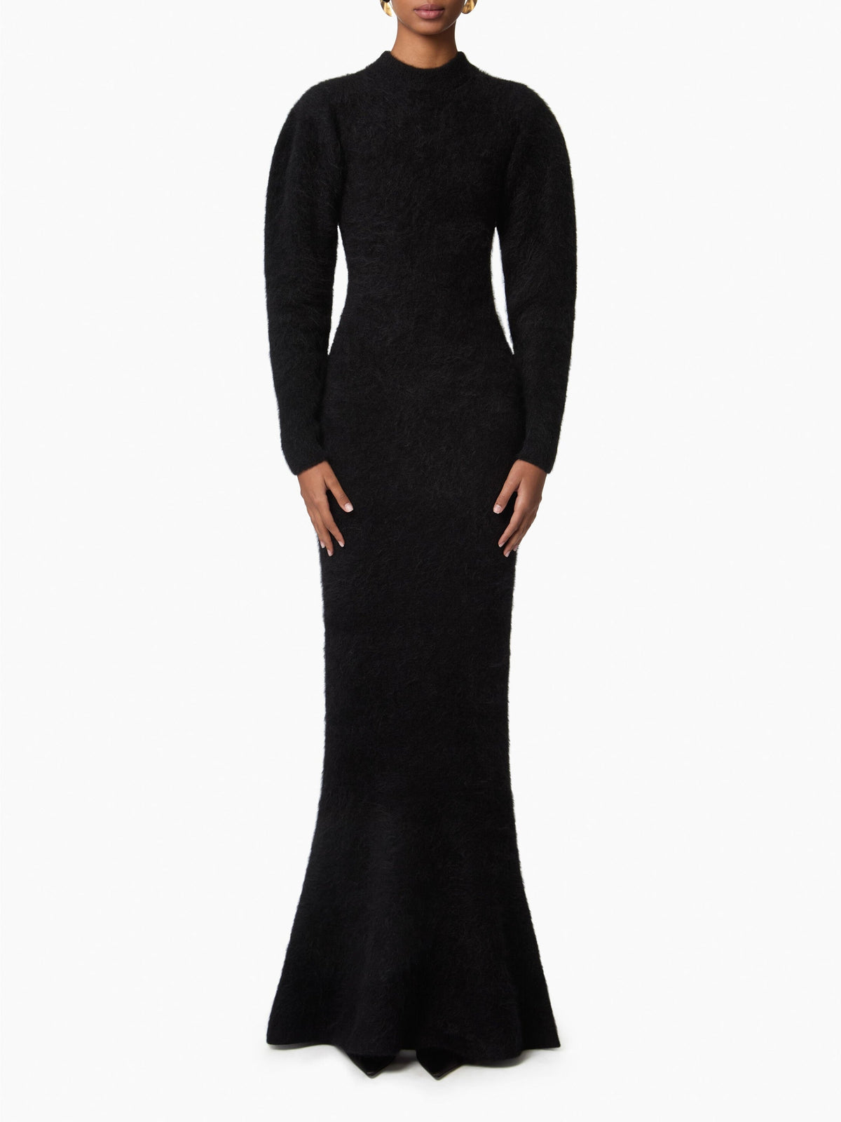 ROBE LONGUE EN MAILLE BROSSÉE D'ALPAGA ET DE LAINE