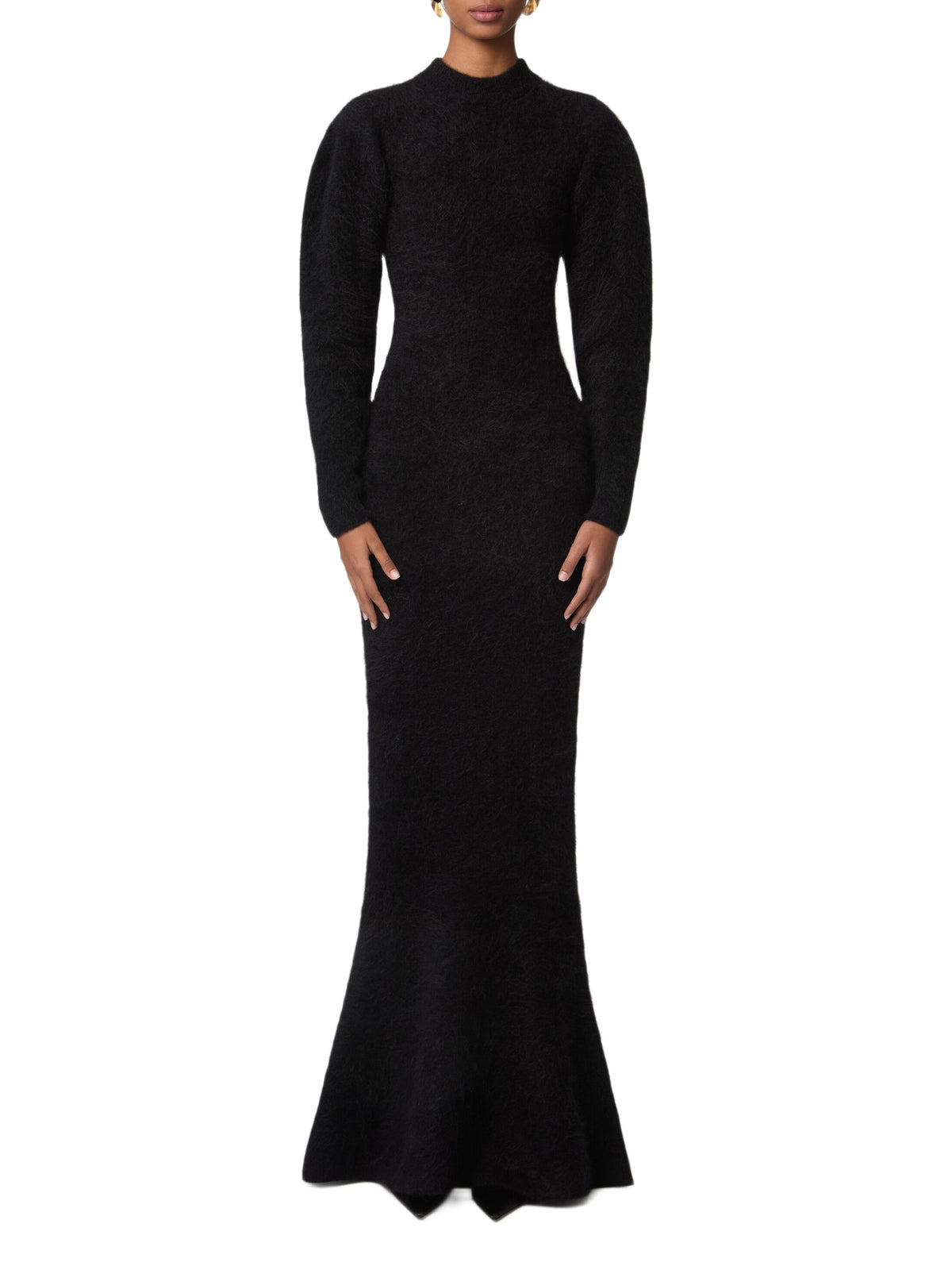 Alpaca and wool knit sweater dress - Black