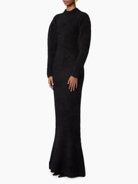 ROBE LONGUE EN MAILLE BROSSÉE D'ALPAGA ET DE LAINE