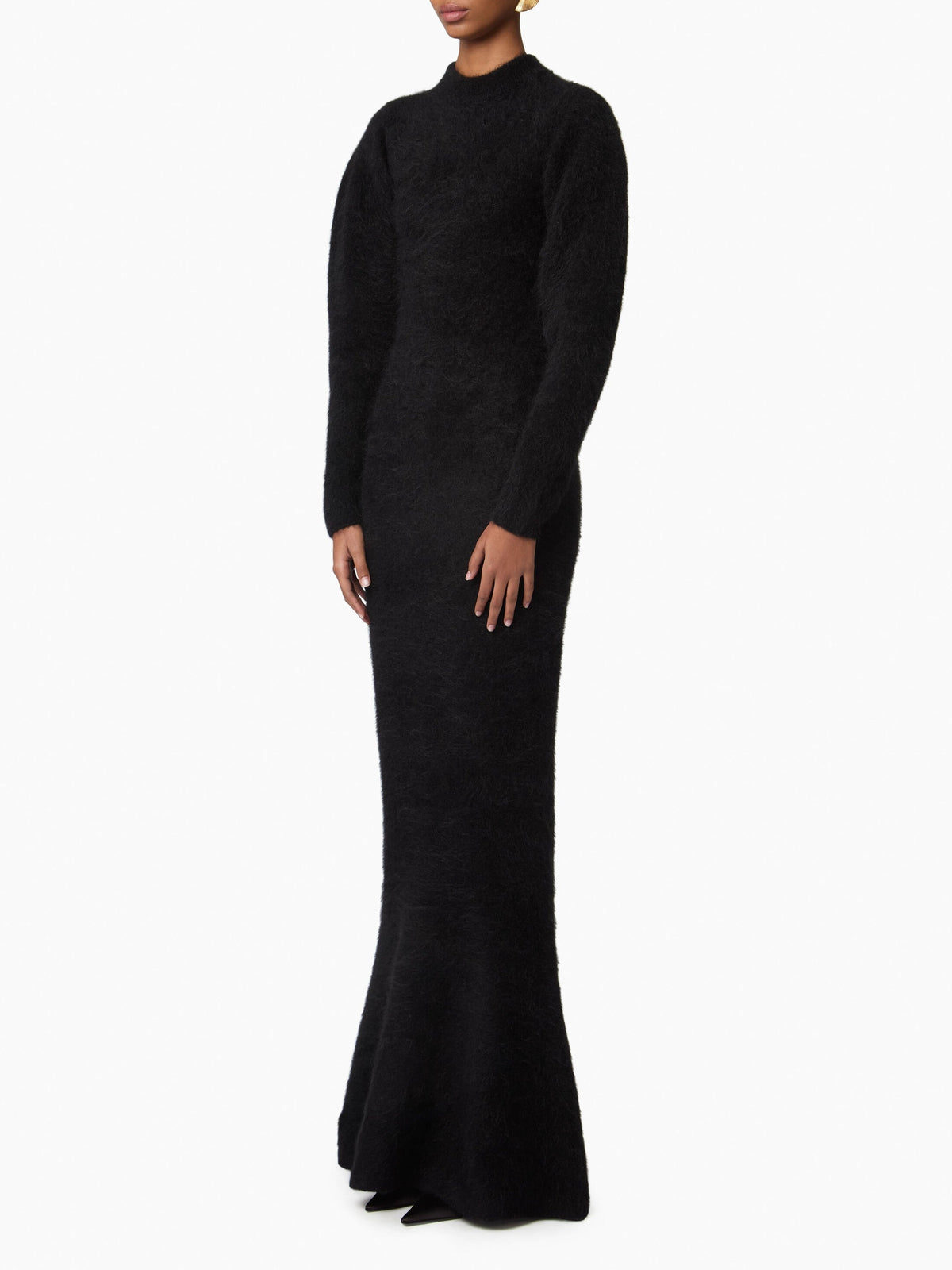 ROBE LONGUE EN MAILLE BROSSÉE D'ALPAGA ET DE LAINE