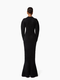 ROBE LONGUE EN MAILLE BROSSÉE D'ALPAGA ET DE LAINE