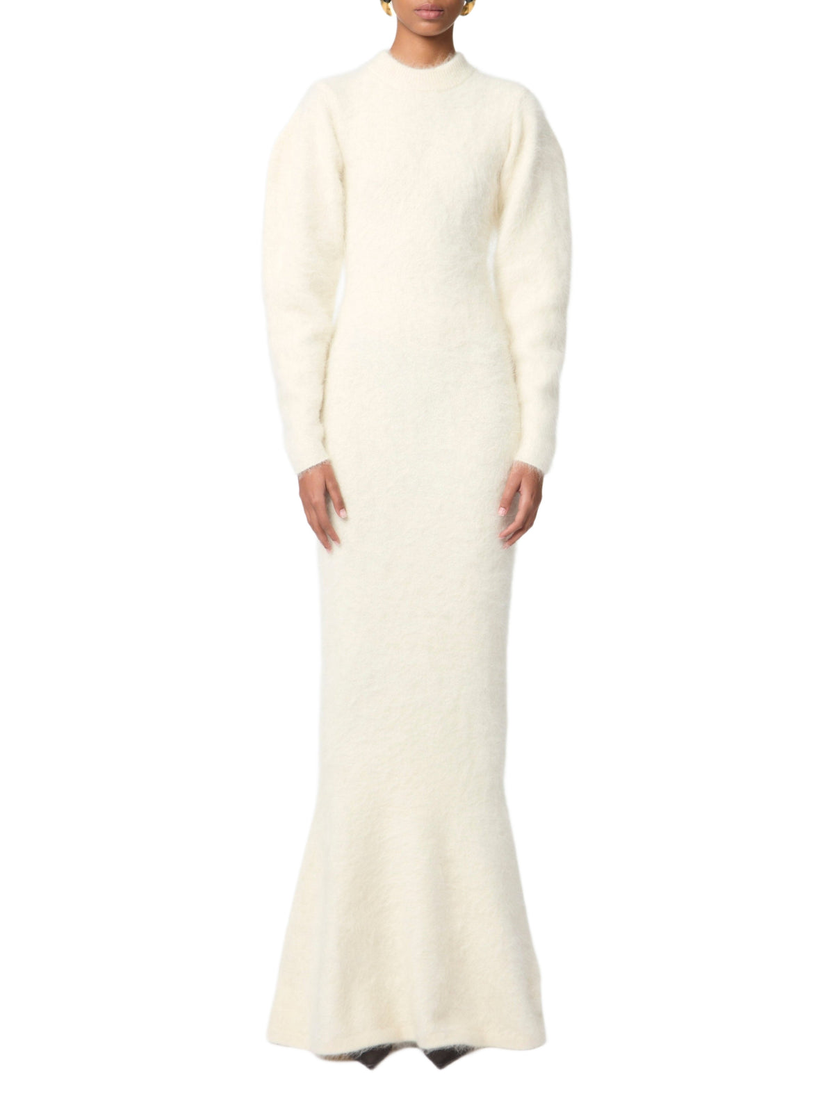 Robe pull en maille alpaga et laine - Crème