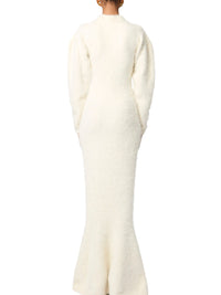 Robe pull en maille alpaga et laine - Crème
