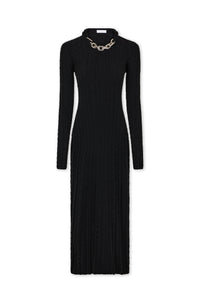 Black long dress in wool