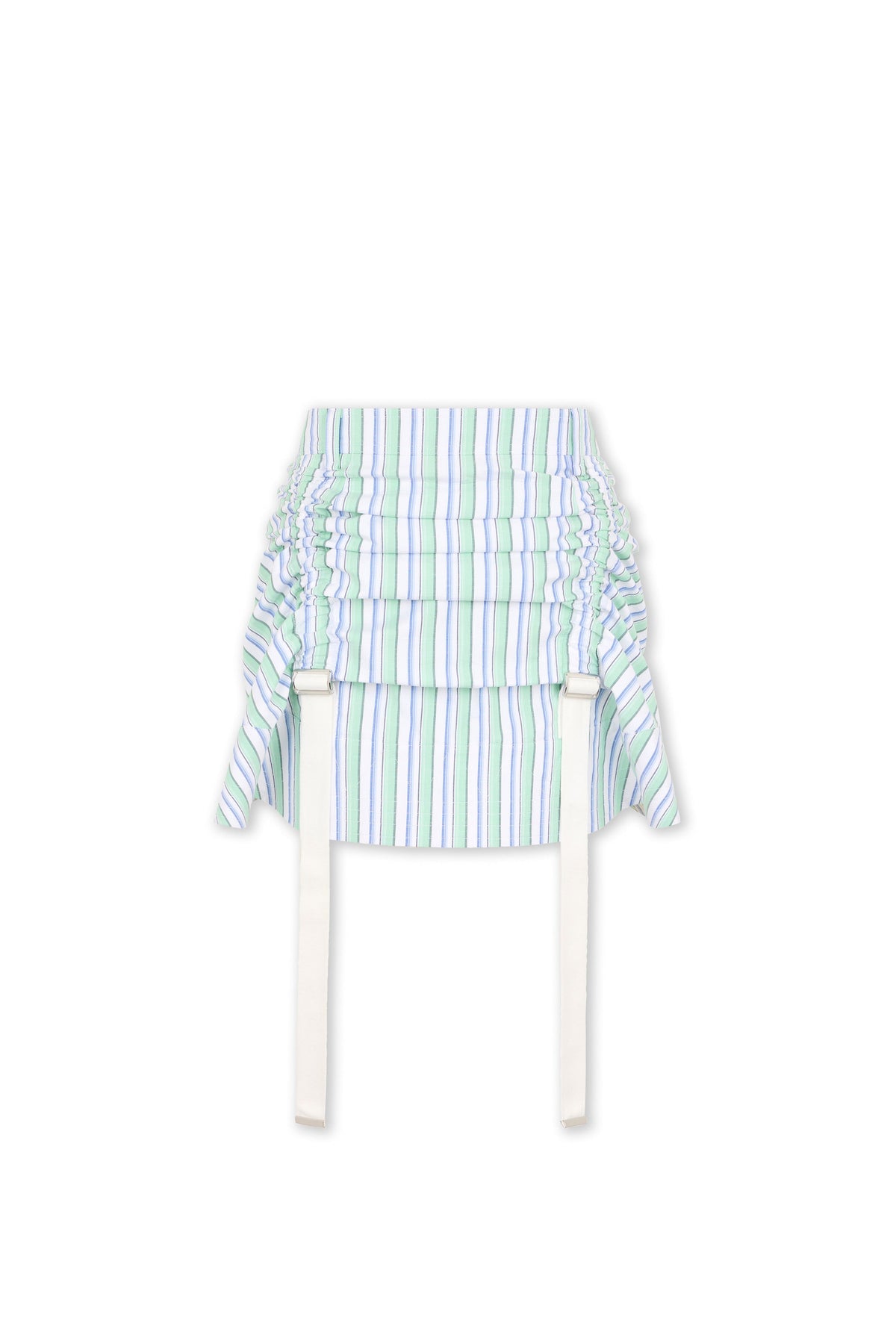 Jupe parachute en popeline rayée - Stripes Green & White